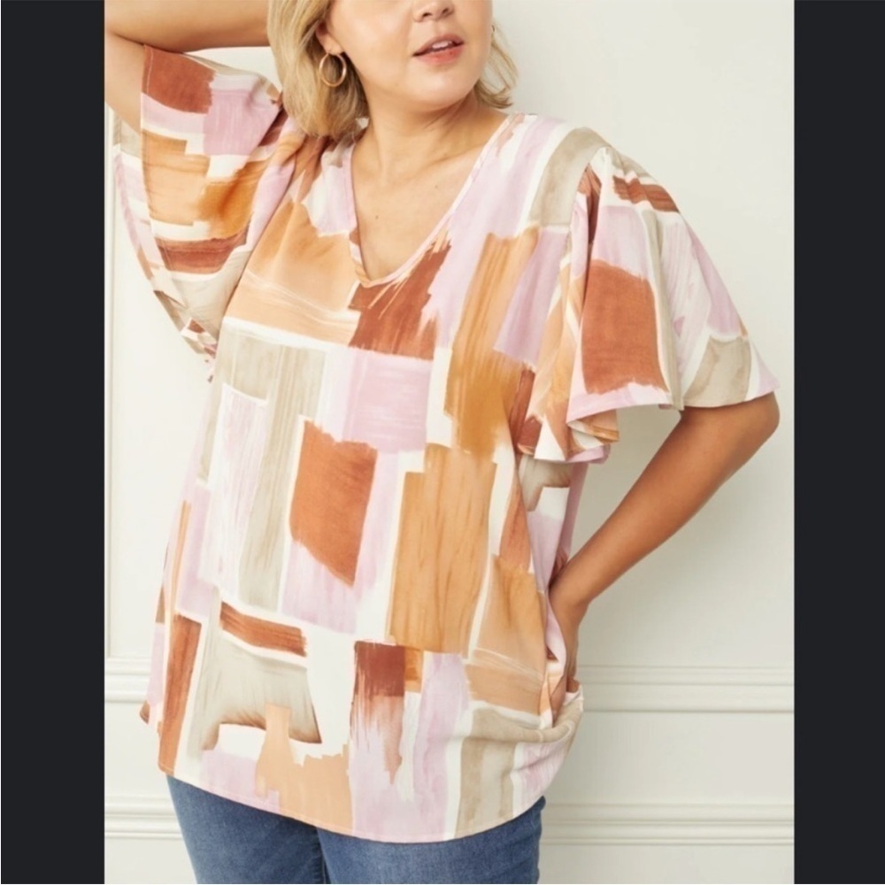 Entro Violet Skye Flutter Sleeve Blouse